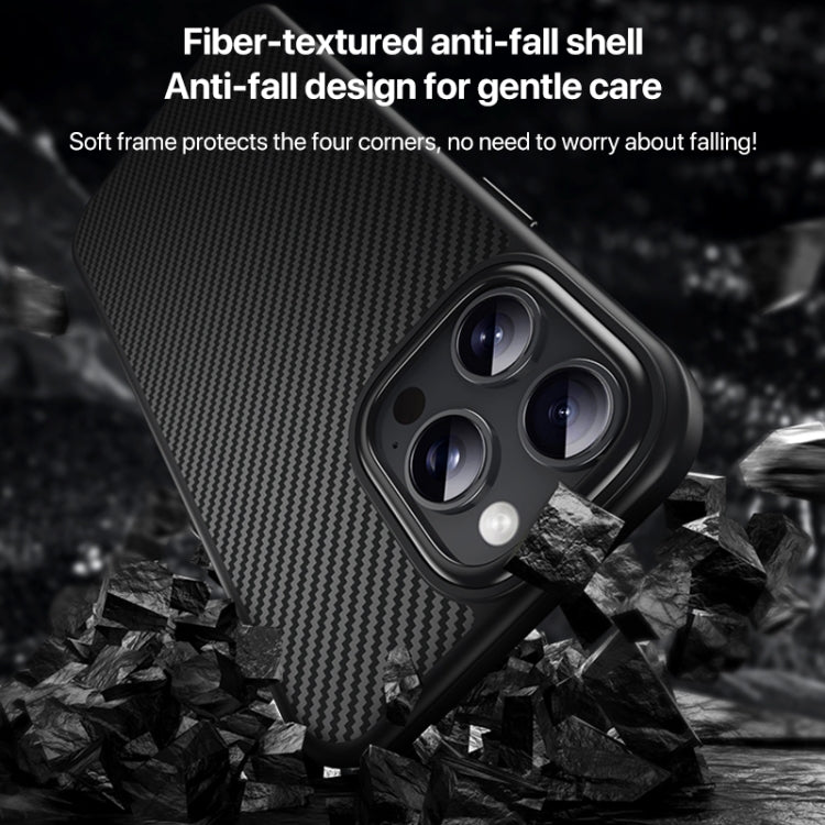 For iPhone 16 Pro Max Kevlar Fiber Shockproof MagSafe Phone Case(Black) by buy2fix