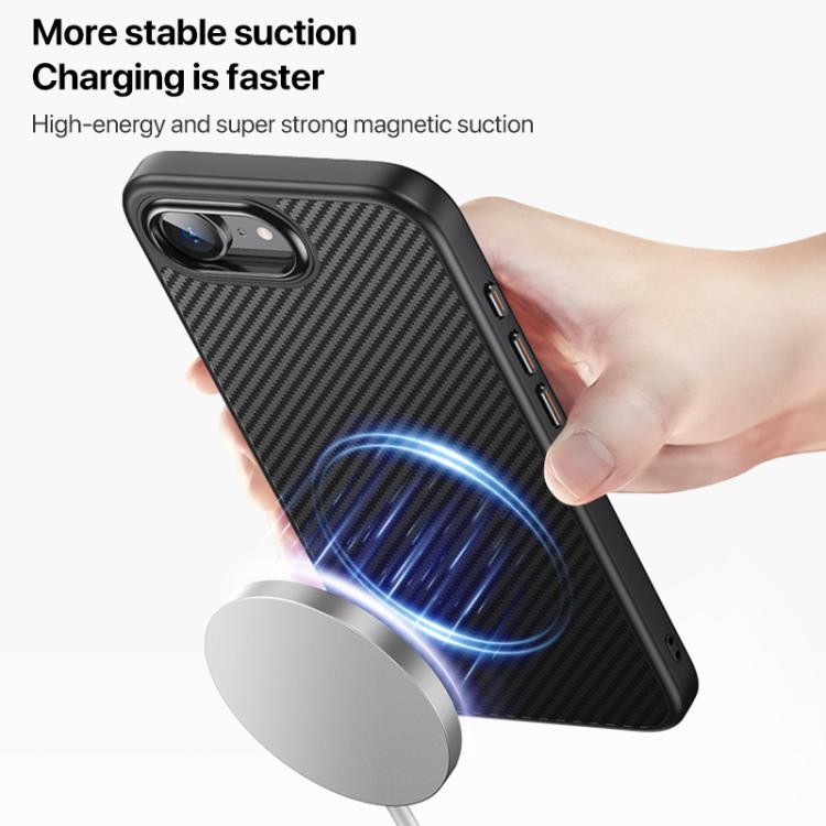 For iPhone 16e Kevlar Fiber Shockproof MagSafe Phone Case(Black) - iPhone 16e Cases by buy2fix | Online Shopping UK | buy2fix