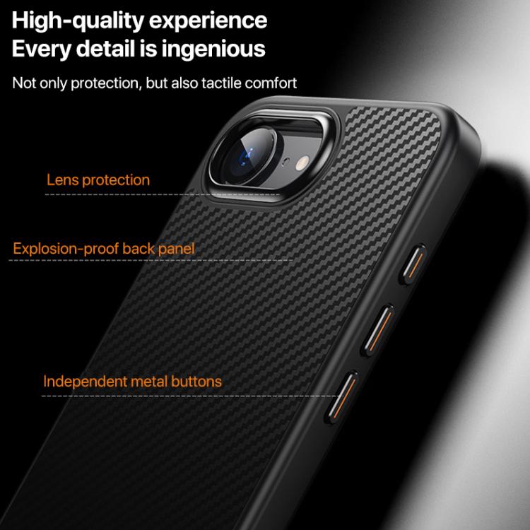 For iPhone 16e Kevlar Fiber Shockproof MagSafe Phone Case(Black) - iPhone 16e Cases by buy2fix | Online Shopping UK | buy2fix