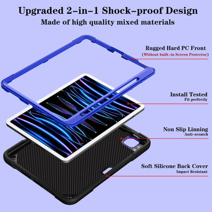 For iPad Air 2022 10.9 / Pro 11 2022 Punk Stand PC Hybrid Silicone Tablet Case with Shoulder Strap(Black Blue) - iPad Pro 11 (2022/2021) Cases by buy2fix | Online Shopping UK | buy2fix