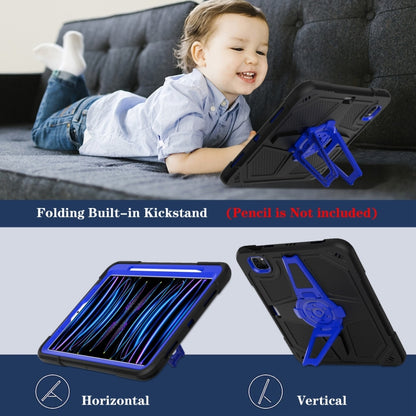 For iPad Air 2022 10.9 / Pro 11 2022 Punk Stand PC Hybrid Silicone Tablet Case with Shoulder Strap(Black Blue) - iPad Pro 11 (2022/2021) Cases by buy2fix | Online Shopping UK | buy2fix