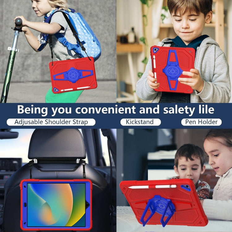 For iPad Air 2022 10.9 / Pro 11 2022 Punk Stand PC Hybrid Silicone Tablet Case with Shoulder Strap(Black Blue) - iPad Pro 11 (2022/2021) Cases by buy2fix | Online Shopping UK | buy2fix