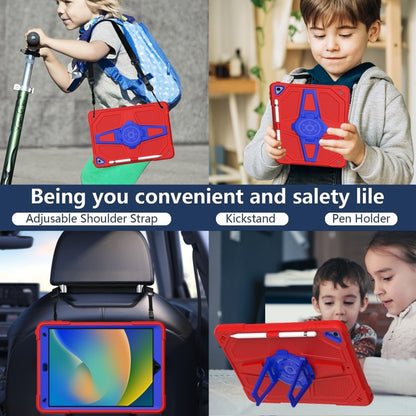 For iPad Air 2022 10.9 / Pro 11 2022 Punk Stand PC Hybrid Silicone Tablet Case with Shoulder Strap(Black Blue) - iPad Pro 11 (2022/2021) Cases by buy2fix | Online Shopping UK | buy2fix