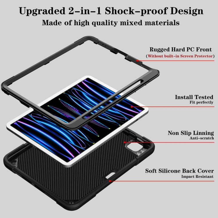 For iPad Air 2022 10.9 / Pro 11 2022 Punk Stand PC Hybrid Silicone Tablet Case with Shoulder Strap(Black) - iPad Pro 11 (2022/2021) Cases by buy2fix | Online Shopping UK | buy2fix