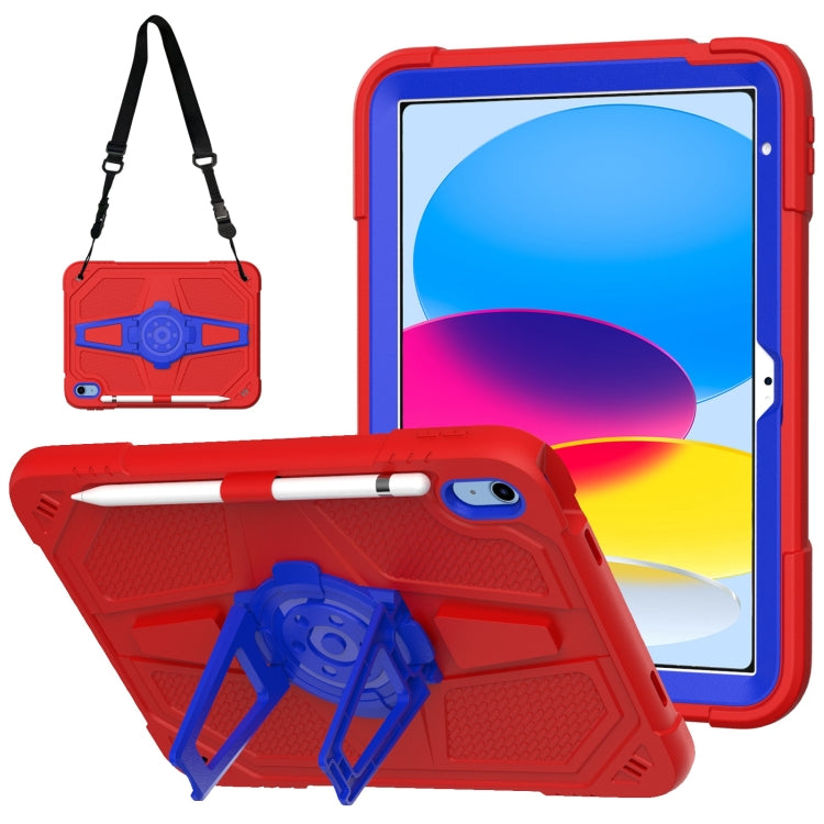 For iPad 2025 / 2022 Punk Stand PC Hybrid Silicone Tablet Case with Shoulder Strap(Red Blue) - iPad 2025 / 2022 Cases by buy2fix | Online Shopping UK | buy2fix