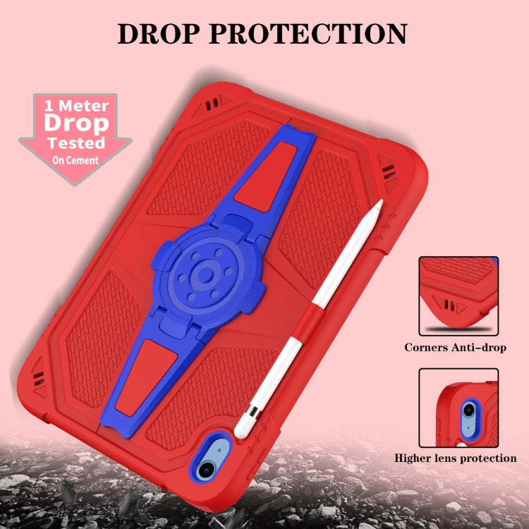 For iPad 2025 / 2022 Punk Stand PC Hybrid Silicone Tablet Case with Shoulder Strap(Red Blue) - iPad 2025 / 2022 Cases by buy2fix | Online Shopping UK | buy2fix