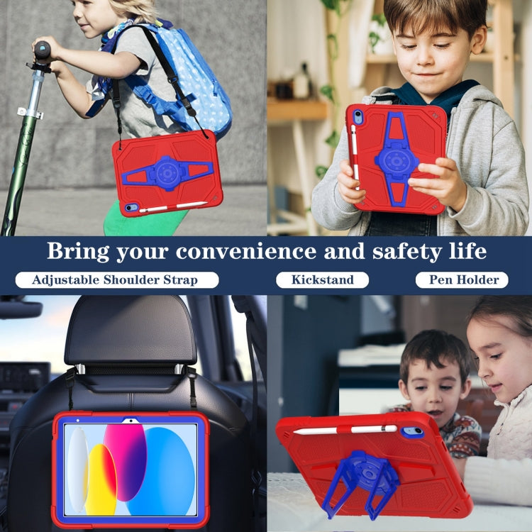 For iPad 2025 / 2022 Punk Stand PC Hybrid Silicone Tablet Case with Shoulder Strap(Red Blue) - iPad 2025 / 2022 Cases by buy2fix | Online Shopping UK | buy2fix