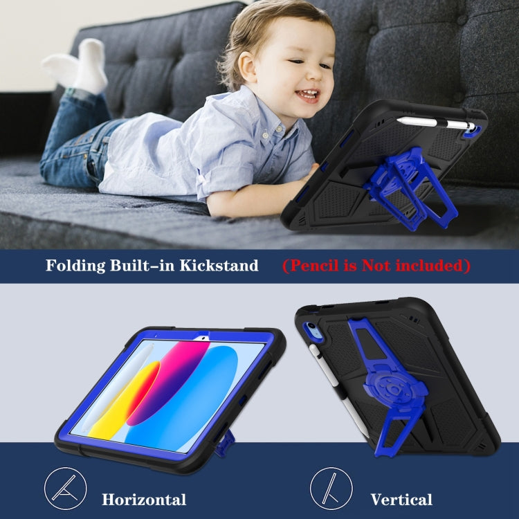 For iPad 2025 / 2022 Punk Stand PC Hybrid Silicone Tablet Case with Shoulder Strap(Black Blue) - iPad 2025 / 2022 Cases by buy2fix | Online Shopping UK | buy2fix