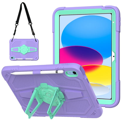 For iPad 2025 / 2022 Punk Stand PC Hybrid Silicone Tablet Case with Shoulder Strap(Purple Teal) - iPad 2025 / 2022 Cases by buy2fix | Online Shopping UK | buy2fix