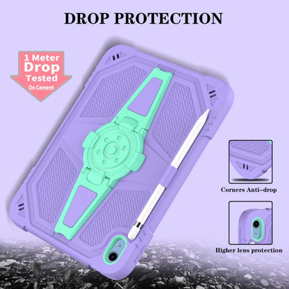 For iPad 2025 / 2022 Punk Stand PC Hybrid Silicone Tablet Case with Shoulder Strap(Purple Teal) - iPad 2025 / 2022 Cases by buy2fix | Online Shopping UK | buy2fix