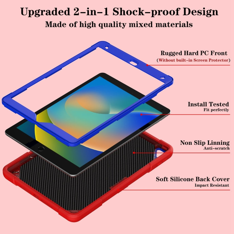 For iPad 10.2 2021 / 2020 / 2019 Punk Stand PC Hybrid Silicone Tablet Case with Shoulder Strap(Red Blue) - iPad 10.2 Cases by buy2fix | Online Shopping UK | buy2fix