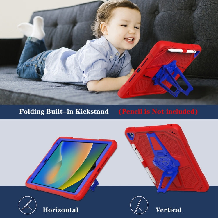 For iPad 10.2 2021 / 2020 / 2019 Punk Stand PC Hybrid Silicone Tablet Case with Shoulder Strap(Red Blue) - iPad 10.2 Cases by buy2fix | Online Shopping UK | buy2fix