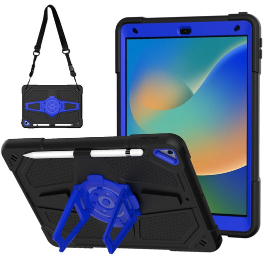For iPad 10.2 2021 / 2020 / 2019 Punk Stand PC Hybrid Silicone Tablet Case with Shoulder Strap(Black Blue) - iPad 10.2 Cases by buy2fix | Online Shopping UK | buy2fix