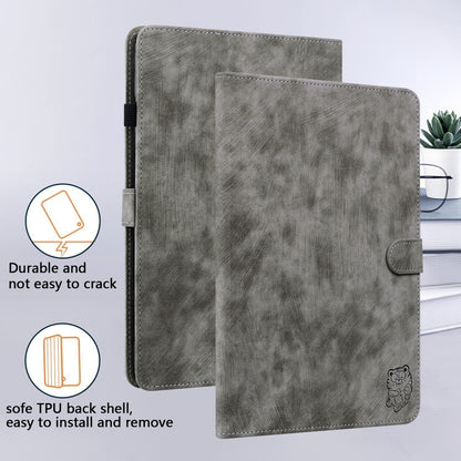 For Amazon Kindle Paperwhite 5 2024 Tiger Pattern Flip Leather Tablet Case(Grey) - Amazon by buy2fix | Online Shopping UK | buy2fix