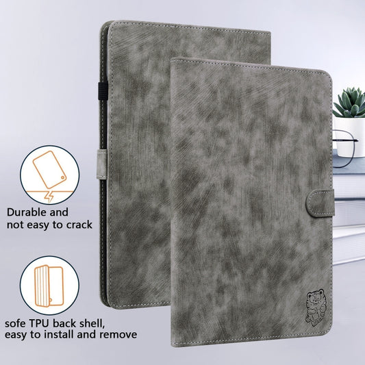 For Amazon Kindle Paperwhite 5 2024 Tiger Pattern Flip Leather Tablet Case(Grey) - Amazon by buy2fix | Online Shopping UK | buy2fix