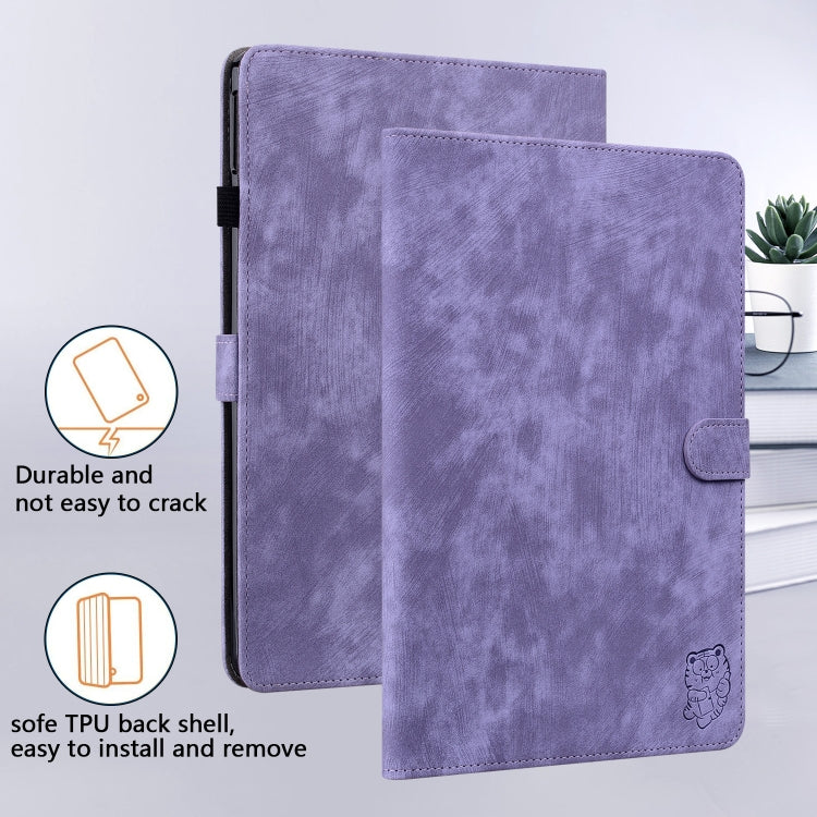 For Amazon Kindle Paperwhite 5 2024 Tiger Pattern Flip Leather Tablet Case(Purple) - Amazon by buy2fix | Online Shopping UK | buy2fix