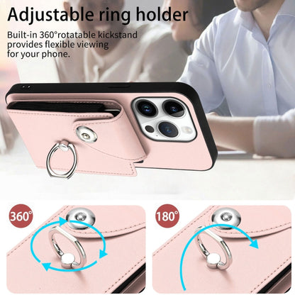 For iPhone 16 Pro Organ Card Bag Ring Holder Phone Case with Long Lanyard(Pink) by buy2fix
