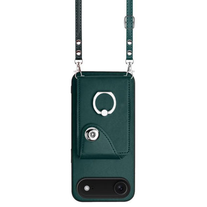 For iPhone Air Organ Card Bag Ring Holder Phone Case with Long Lanyard(Green) - iPhone Air Cases by buy2fix | Online Shopping UK | buy2fix