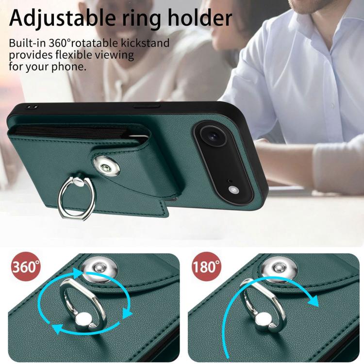 For iPhone Air Organ Card Bag Ring Holder Phone Case with Long Lanyard(Green) - iPhone Air Cases by buy2fix | Online Shopping UK | buy2fix