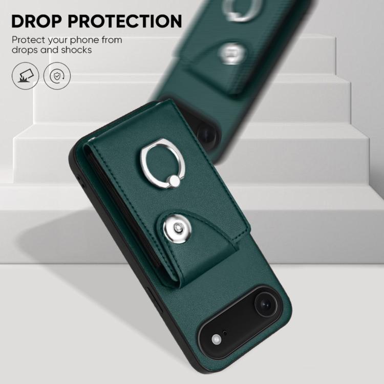 For iPhone Air Organ Card Bag Ring Holder Phone Case with Long Lanyard(Green) - iPhone Air Cases by buy2fix | Online Shopping UK | buy2fix