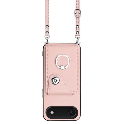 For iPhone Air Organ Card Bag Ring Holder Phone Case with Long Lanyard(Pink) - iPhone Air Cases by buy2fix | Online Shopping UK | buy2fix
