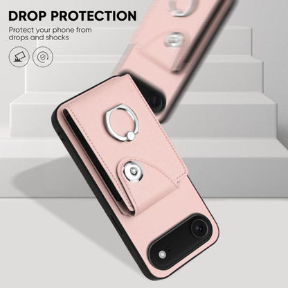 For iPhone Air Organ Card Bag Ring Holder Phone Case with Long Lanyard(Pink) - iPhone Air Cases by buy2fix | Online Shopping UK | buy2fix