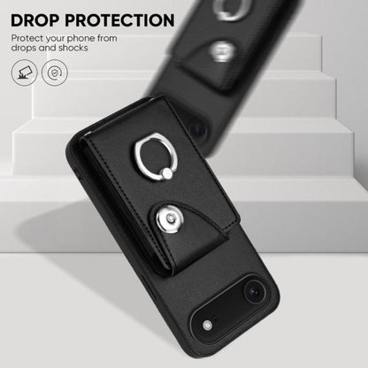 For iPhone Air Organ Card Bag Ring Holder Phone Case with Long Lanyard(Black) - iPhone Air Cases by buy2fix | Online Shopping UK | buy2fix