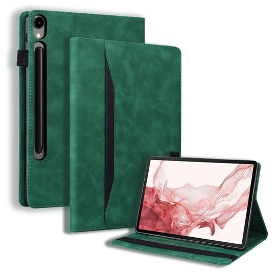 For Samsung Galaxy Tab S10 / S9 Splicing Shockproof Smart Leather Tablet Case(Green)
