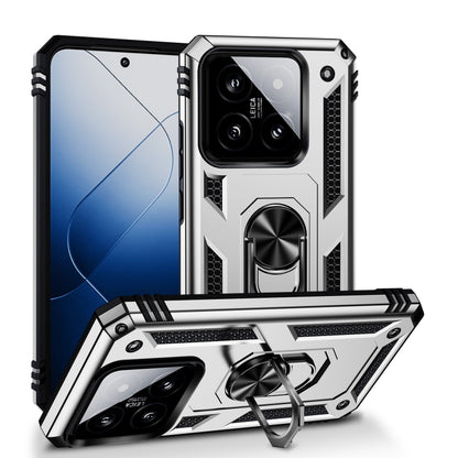 For Xiaomi 14 Shockproof TPU + PC Phone Case with Holder(Silver) - Xiaomi Cases by buy2fix | Online Shopping UK | buy2fix