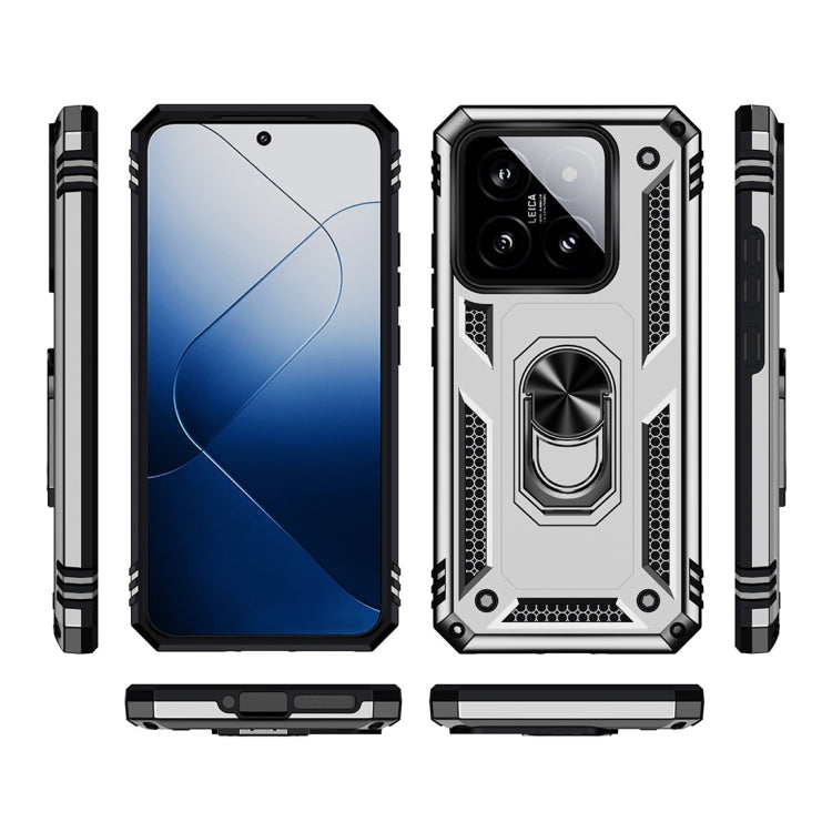 For Xiaomi 14 Shockproof TPU + PC Phone Case with Holder(Silver) - Xiaomi Cases by buy2fix | Online Shopping UK | buy2fix