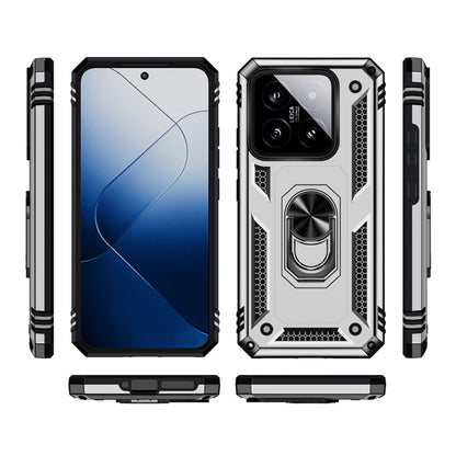 For Xiaomi 14 Shockproof TPU + PC Phone Case with Holder(Silver) - Xiaomi Cases by buy2fix | Online Shopping UK | buy2fix