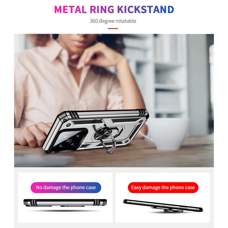 For Xiaomi 14 Shockproof TPU + PC Phone Case with Holder(Silver) - Xiaomi Cases by buy2fix | Online Shopping UK | buy2fix