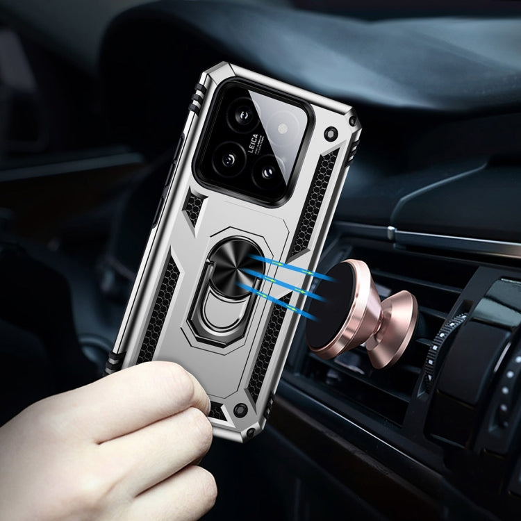 For Xiaomi 14 Shockproof TPU + PC Phone Case with Holder(Silver) - Xiaomi Cases by buy2fix | Online Shopping UK | buy2fix