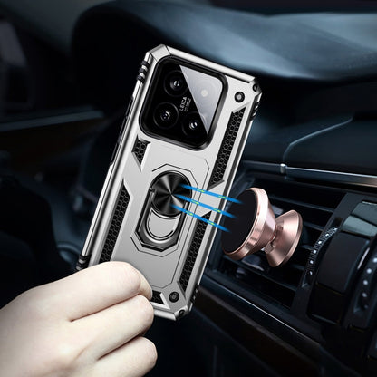 For Xiaomi 14 Shockproof TPU + PC Phone Case with Holder(Silver) - Xiaomi Cases by buy2fix | Online Shopping UK | buy2fix