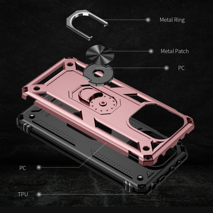 For Xiaomi Redmi Note 13 4G Shockproof TPU + PC Phone Case with Holder(Rose Gold) - Xiaomi Cases by buy2fix | Online Shopping UK | buy2fix