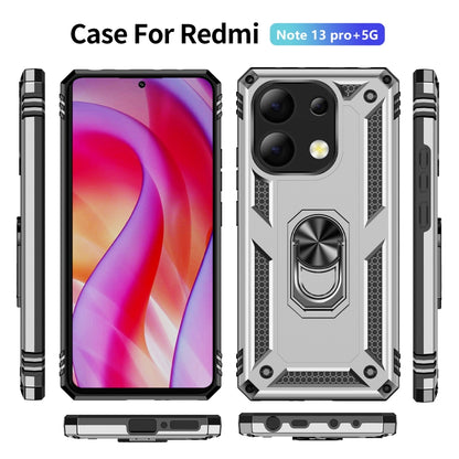 For Xiaomi Redmi Note 13 Pro+ 5G Shockproof TPU + PC Phone Case with Holder(Silver) - Xiaomi Cases by buy2fix | Online Shopping UK | buy2fix