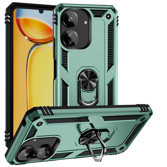 For Xiaomi Redmi 13C 4G/5G Shockproof TPU + PC Phone Case with Holder(Dark Green) by buy2fix