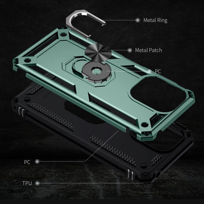 For Xiaomi Redmi 13C 4G/5G Shockproof TPU + PC Phone Case with Holder(Dark Green) by buy2fix