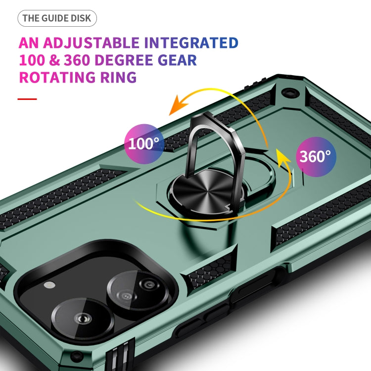 For Xiaomi Redmi 13C 4G/5G Shockproof TPU + PC Phone Case with Holder(Dark Green) by buy2fix