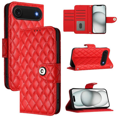 For iPhone Air Rhombic Texture Flip Leather Phone Case with Lanyard(Red) - iPhone Air Cases by buy2fix | Online Shopping UK | buy2fix
