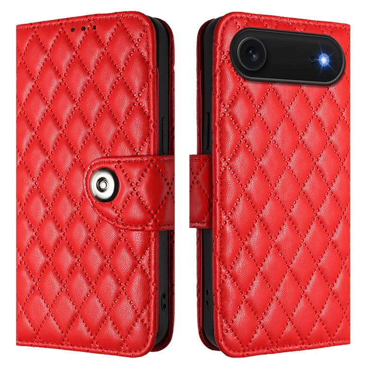 For iPhone Air Rhombic Texture Flip Leather Phone Case with Lanyard(Red) - iPhone Air Cases by buy2fix | Online Shopping UK | buy2fix