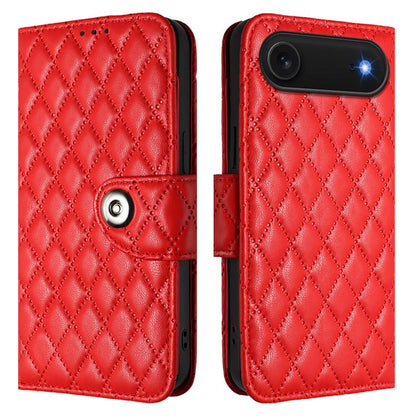 For iPhone Air Rhombic Texture Flip Leather Phone Case with Lanyard(Red) - iPhone Air Cases by buy2fix | Online Shopping UK | buy2fix