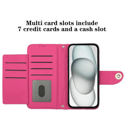 For iPhone Air Rhombic Texture Flip Leather Phone Case with Lanyard(Rose Red) - iPhone Air Cases by buy2fix | Online Shopping UK | buy2fix