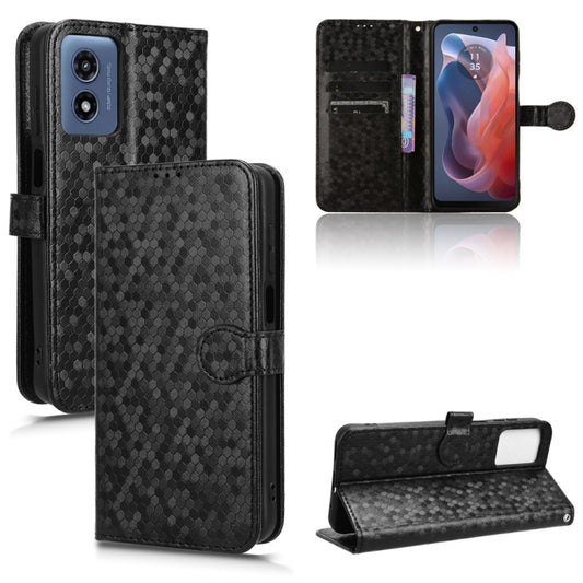 For Motorola Moto G Play 4G 2024 Honeycomb Dot Texture Leather Phone Case(Black) by buy2fix