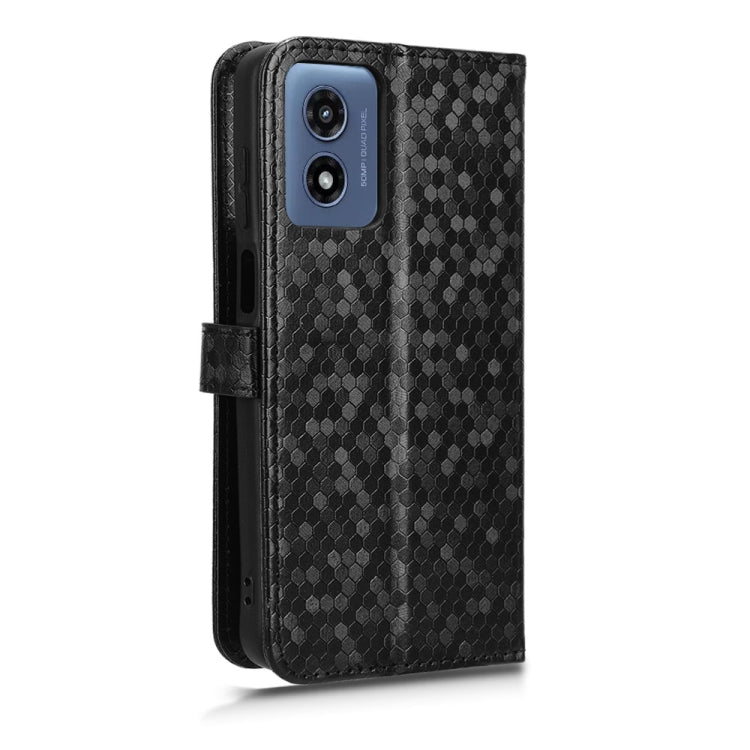 For Motorola Moto G Play 4G 2024 Honeycomb Dot Texture Leather Phone Case(Black) by buy2fix