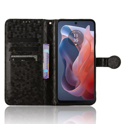 For Motorola Moto G Play 4G 2024 Honeycomb Dot Texture Leather Phone Case(Black) by buy2fix