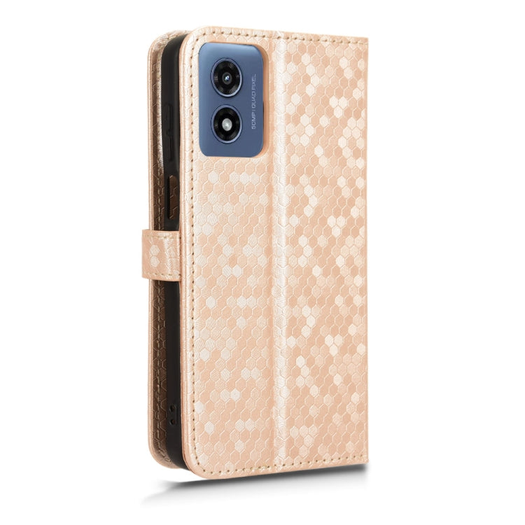 For Motorola Moto G Play 4G 2024 Honeycomb Dot Texture Leather Phone Case(Gold) by buy2fix