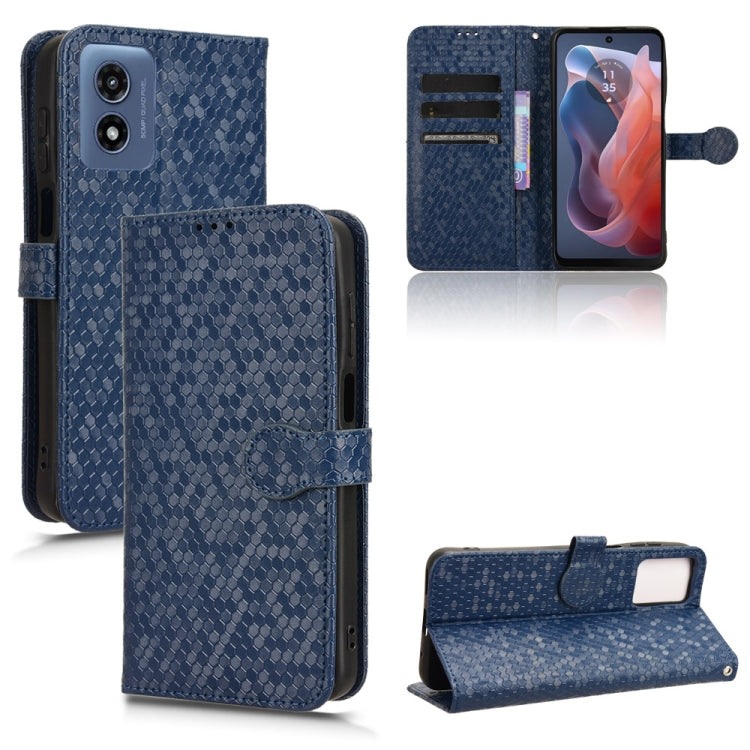 For Motorola Moto G Play 4G 2024 Honeycomb Dot Texture Leather Phone Case(Blue) by buy2fix