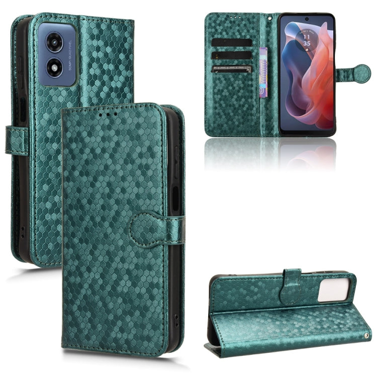For Motorola Moto G Play 4G 2024 Honeycomb Dot Texture Leather Phone Case(Green) by buy2fix