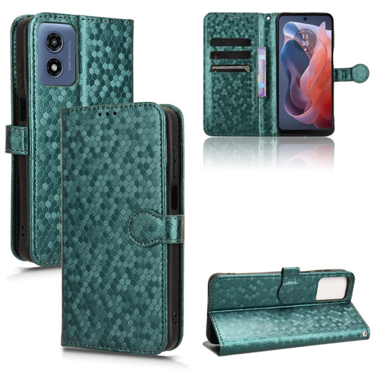 For Motorola Moto G Play 4G 2024 Honeycomb Dot Texture Leather Phone Case(Green) by buy2fix